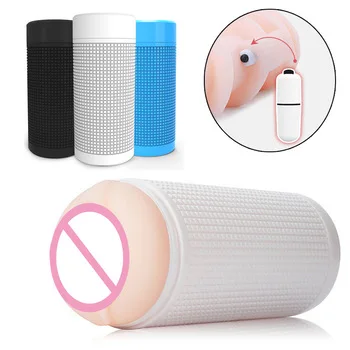 Strong Suction Pocket Pussy Vibrating Passion Cup  Realistic Men Aircraft Cup Male Masturbator Vagina Anal Oral Cup Gay Sex Toys