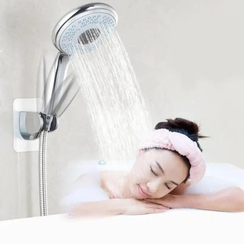 Adjustable Waterproof Shower Head Holder Rack Bracket Adhesive Stick Wall Mounted Bath Holder Bathroom Accessories