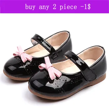 

Brand Kids Shoes For Girls Bow Nice Children Shoes Princess Girl Single Dress Party PU Leather Girls Shoes Size 26-36
