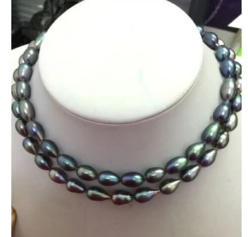 

charming 14-13mm natural south sea black grey pearl necklace 17inch18inch