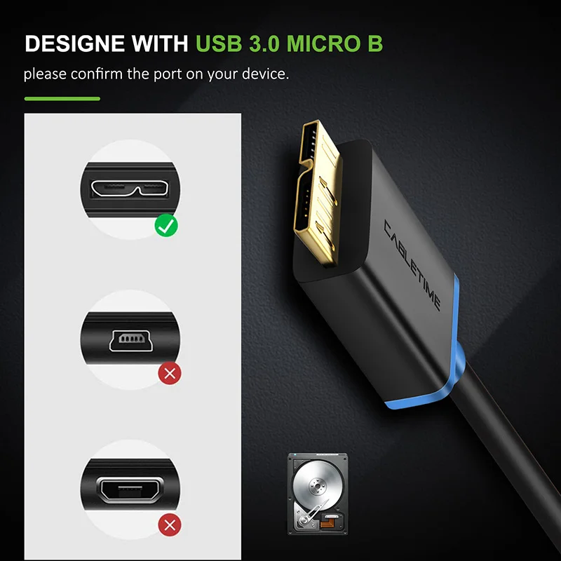 CABLETIME USB 3.1 Type C to Micro 3.0 USB Type c to Micro b Male Data Cable Sync Charging for Macbook USB-C Micro USB Cable C009