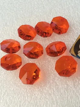 

Free Shipping 1000pcs 14mm Orange Glass Crystal Fashion Octagon Beads with 1 holes For Chandelier Crystal Beads, Curtain Parts