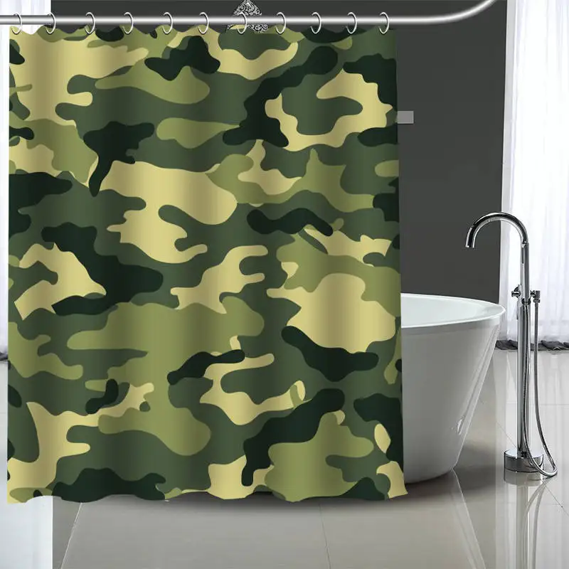 

New Custom camo background Curtains Polyester Bathroom Waterproof Shower Curtain With Plastic Hooks More Size