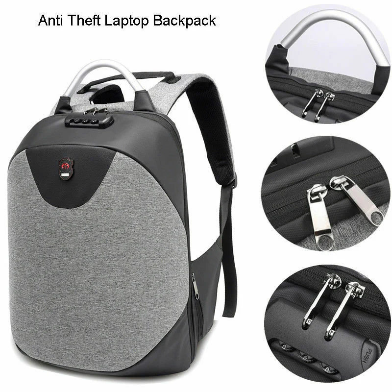 

Men Laptop Backpack 16 Inch Anti Theft Travel Bag with USB Charging Port Lock New