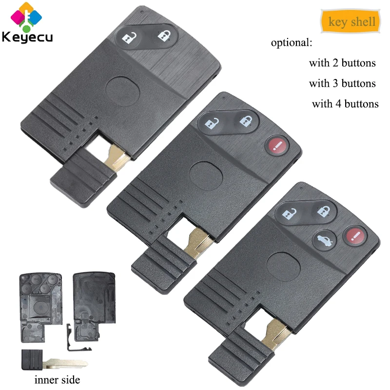 Baratos KEYECU reemplazo de tarjeta inteligente de control remoto clave Shell 2 2 + 1 3 3 + 3 1 4 botones y la hoja sin cortar FOB para Mazda 5 6 CX 7 CX 9 RX8 Miata MX5