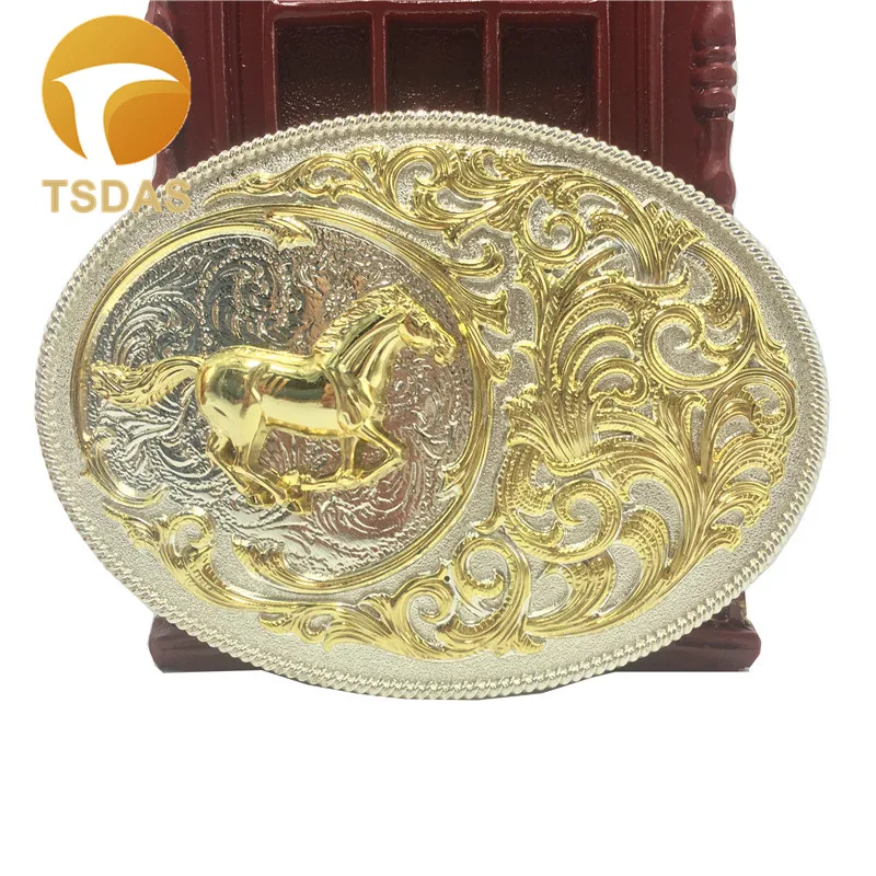 حزام جلد المرأة الحصان سباق رعاة البقر مشبك معدني الذهبي البيضاوي حزام مشبك