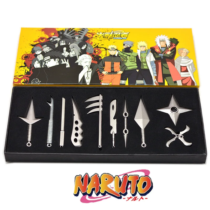 

10 Pcs/Set Naruto Kunai Shuriken Weapons Ninja Hand Sword Cosplay Toy Real Top Handfeel Metal Throwing Weapon Props Figure Toy