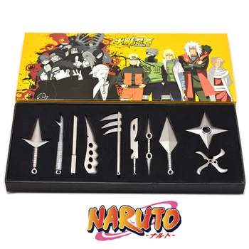 

10 Pcs/Set Naruto Kunai Shuriken Weapons Ninja Hand Sword Cosplay Toy Real Top Handfeel Metal Throwing Weapon Props Figure Toy