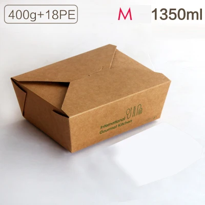 500 шт для гурманов кухня одноразовая пища контейнеры бумажная упаковочная коробка еда для магазин фастфуда поставщик ресторана - Цвет: Brown M