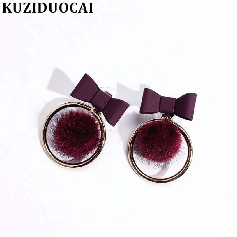 Kuziduocai новые модные ювелирные изделия милый бант круг плюшевый шар эффектные