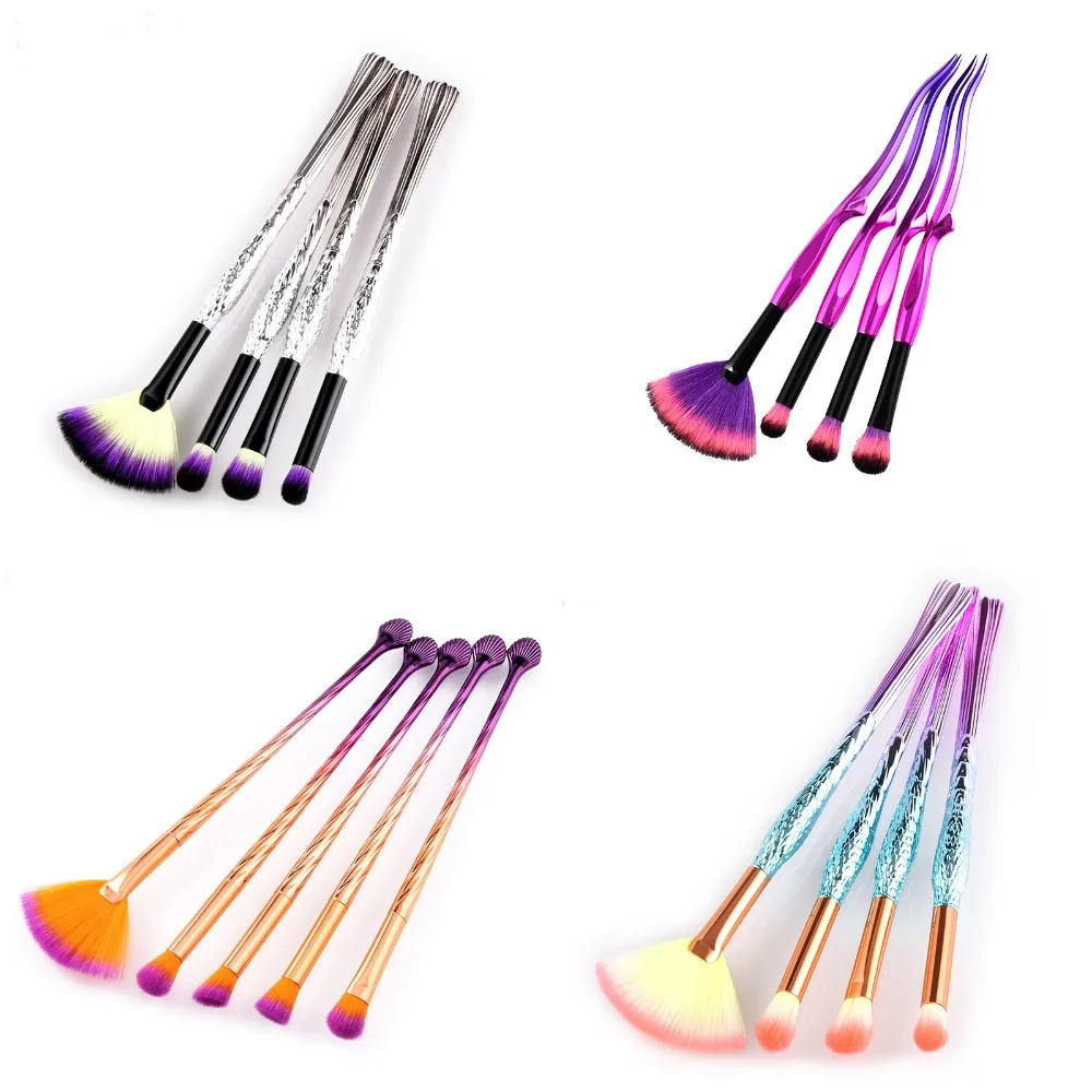 

GUJHUI 4/5/7pcs Makeup Brushes Set Sky Blue Highlighter Powder Foundation Blush Synthetic Eyeliner Eyeshadow Eyebrow pincel unic