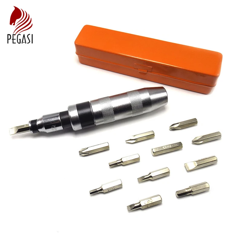 

PEGASI 13pcs Positive negative Impact screwdriver blow Stubborn screw Heavy Duty Impact screwdriver Set Case Tools