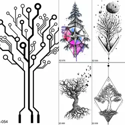 Электрический ток дерево дизайн временные татуировки наклейки женские Тотем водостойкие фальшивые татуировки мужские линии тела Детские