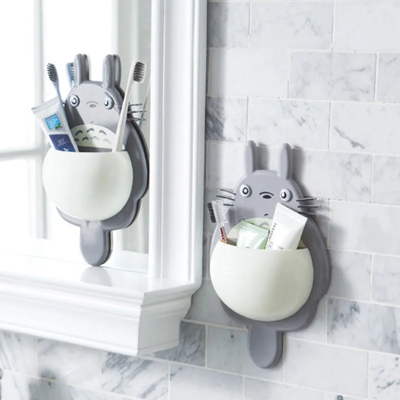 

Cute Carton Toothbrush Storage Holder Wall Mount Toothbrush Holder Sucker Suction Organizer for children Home Bathroom
