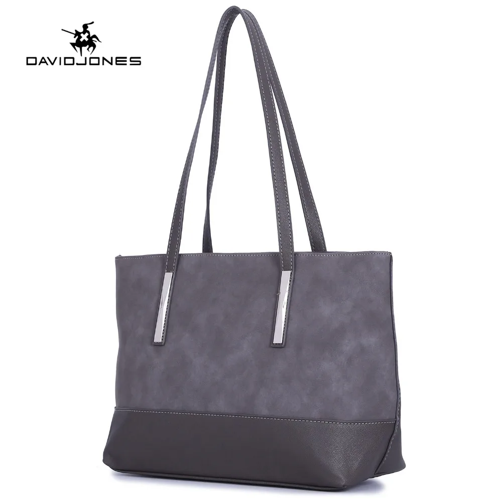 

DAVIDJONES women handbag pu leather female shoulder bags large lady solid tote bags girl brand top handle bag drop shipping