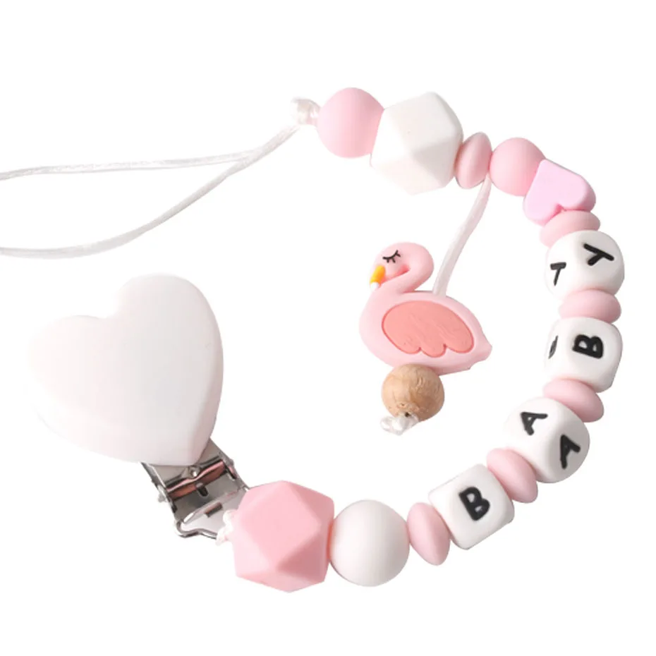 CHEWELRY 1pc Baby Pacifier Clip Chain Custom Name Silicone Beads