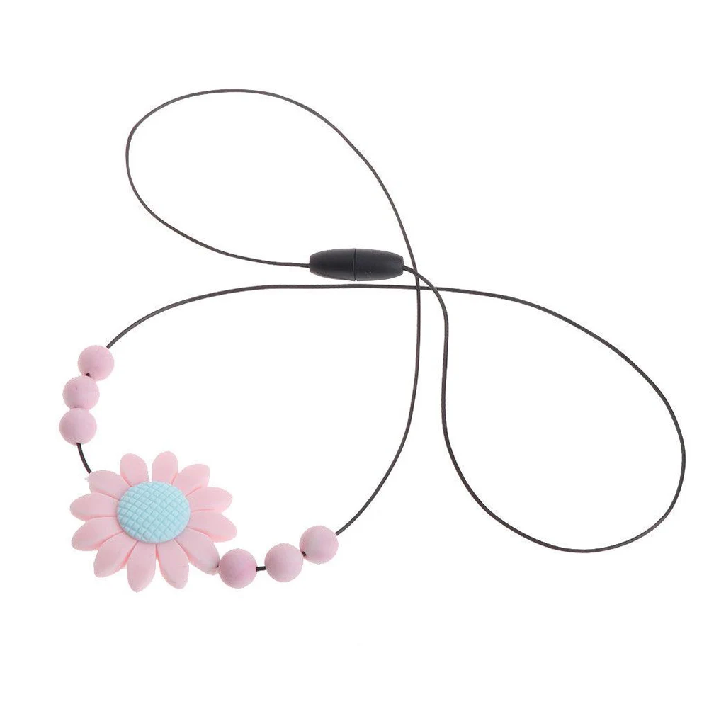 Детский пищевой силиконовый Подсолнечник подвеска-цветы на цепочке бусы ожерелье Прорезыватель игрушка