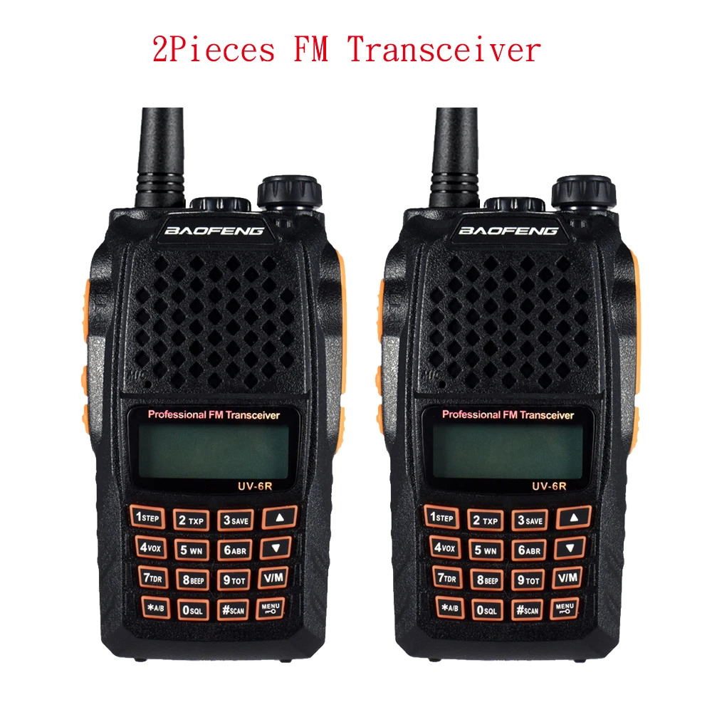 2 шт. BAOFENG UV-6R Walkie Talkie Портативный Радио УКВ двухдиапазонный трансивер FM радиоприемник 5 Вт 128 Каналы CB радио