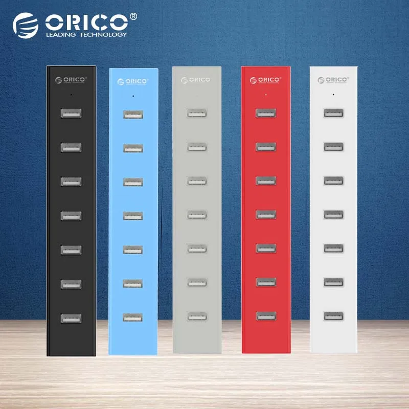 

ORICO Multi 8 Port USB 2.0 HUB High Speed Mini USB Splitter Adapter With Micro B Power Supply Port Support OTG for Computer