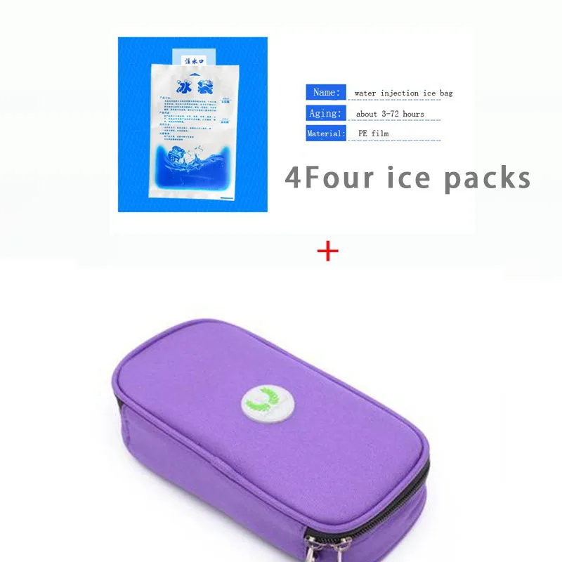 

1 pack +4 ice, medicine portable insulin freezer bag, used for medication therapy for diabetic patients, travel home cryogenic r