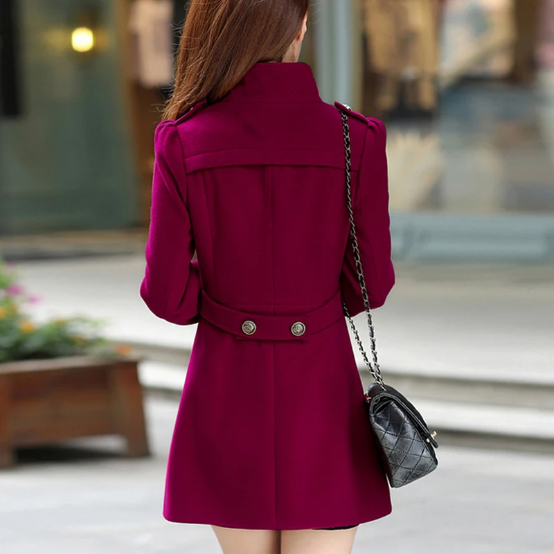Осенне-зимнее женское ТРАПЕЦИЕВИДНОЕ пальто с юбкой, двубортное тонкое однотонное пальто средней длины, женские куртки, тренчкот