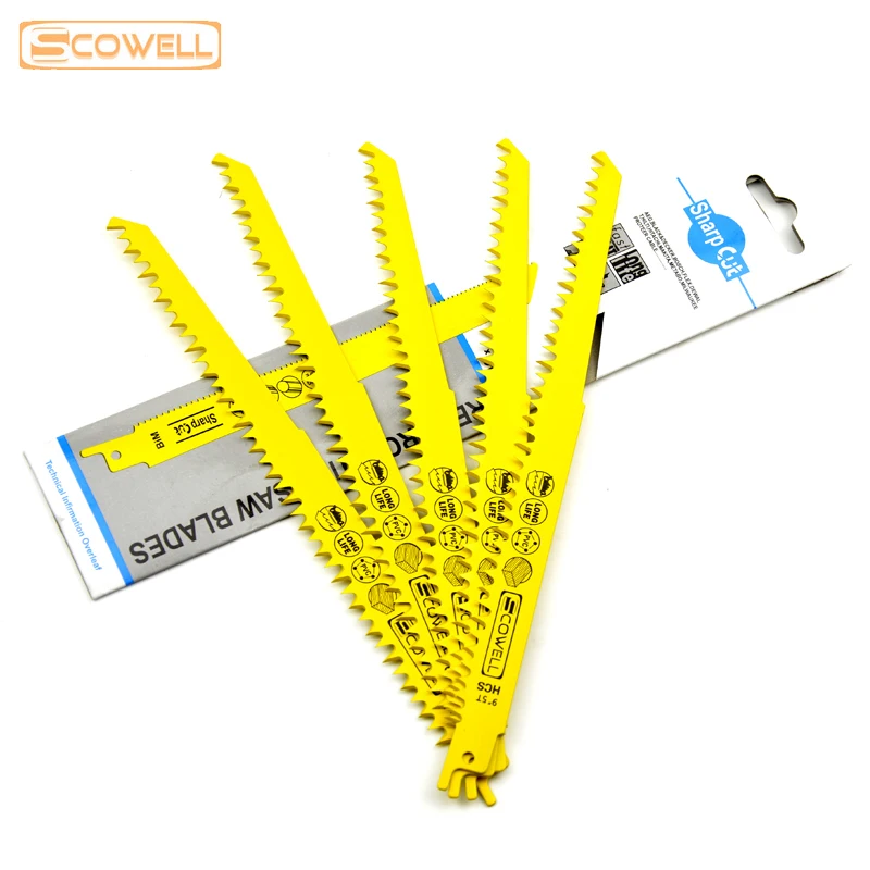 

SCOWELL 9 дюймов 5TPI HCS полотно сабельной пилы для быстрой резки древесины Сабельная Пила Лезвия для обрезки сабельной пилы S1531L