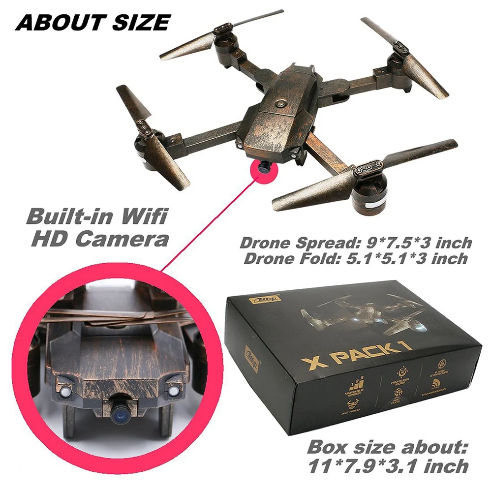 Attop Drone с WiFi HD камера Fpv Live Видео сотовый телефон Управление 4rotors складной Квадрокоптер 2,4G 6 осевой гироскоп раза удаленного