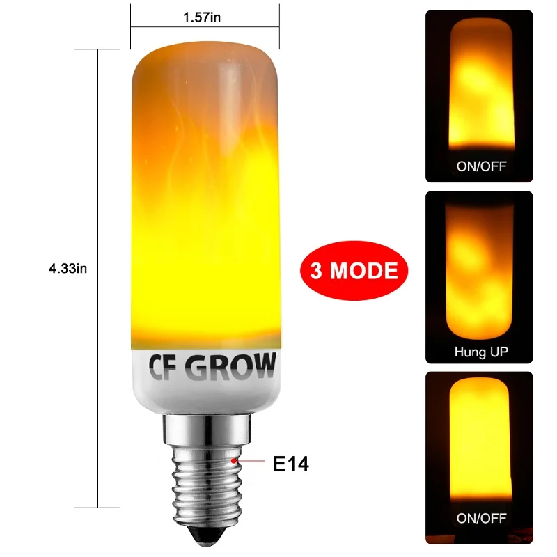 CF Grow 1 и 4 режима E26 E27 Светодиодный светильник с эффектом пламени SMD2835 мерцающее пламя лампы 6 Вт 9 Вт 1200 к~ 1400 к AC85V~ 265 В лампы - Испускаемый цвет: 3 Modes E14