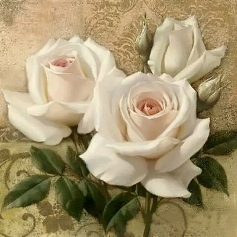 

Diy Diamond Embroidery Three White Rose Rhinestone Square Full Diamond Painting Flower Mosaic Picture Decorative Restaurant