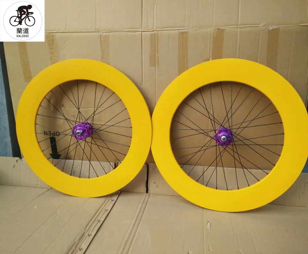 Perfect Kalosse  DIY  color  Fixed gear bicycle wheels Fixed gear bikes wheel  ball  hubs 90mm 700*23C   aluminum alloy 1