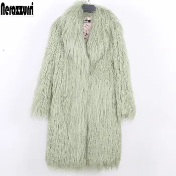 

Nerazzurri Winter faux fur coat women 2019 long haired furry fluffy jacket warm thicken fake fur outwear 5xl special clearance
