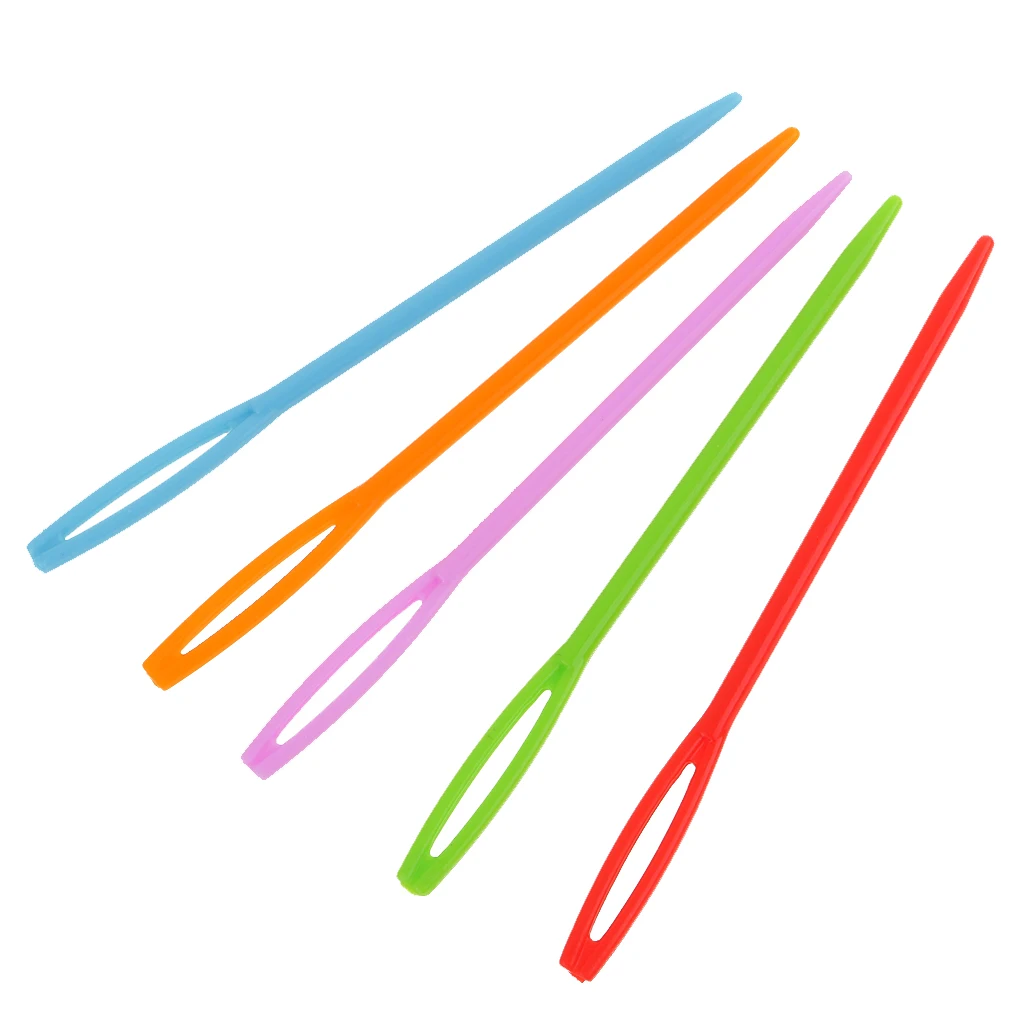 New 100pcs Colorful Plastic Sewing Weaving Needles for Kid DIY Craft Wool Cross Stitch Knitting Crochet 7cm Threading Needles