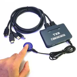 2 порта клавиатура мышь кнопка сплиттер коробка KVM переключатель подключи и играй компьютер HDMI аксессуары Настольный контроллер с кабелями
