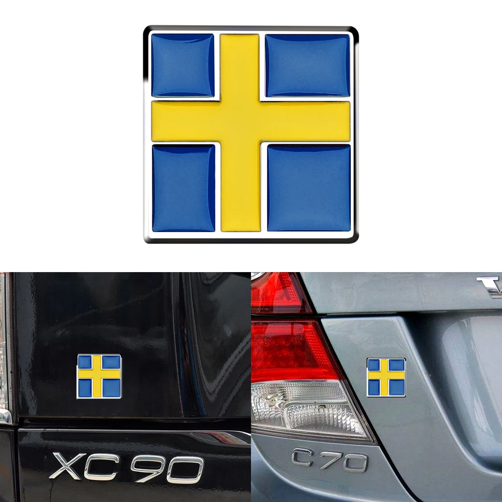 

Sweden Flag Metal Sticker Car Trunk Emblem Insignia Sticker Car Tuning for Volvo S40 S60 S80 S90 C30 C70 CX XC40 V40 XC60 XC90