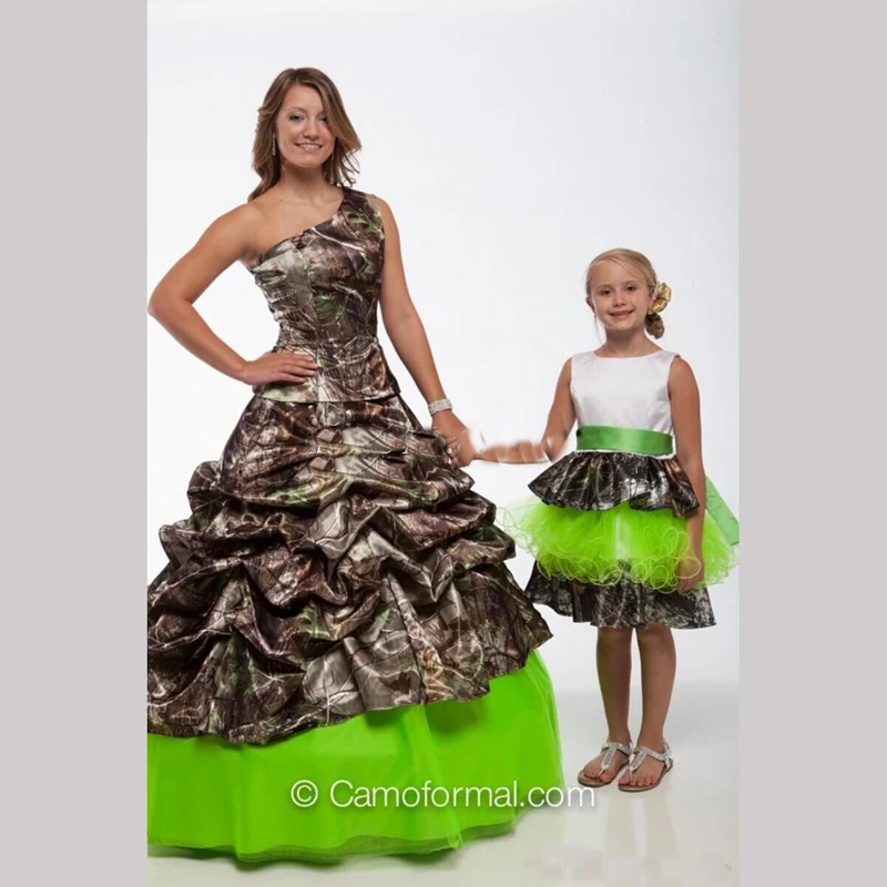 Red One shoulder Camo Wedding Dresses 