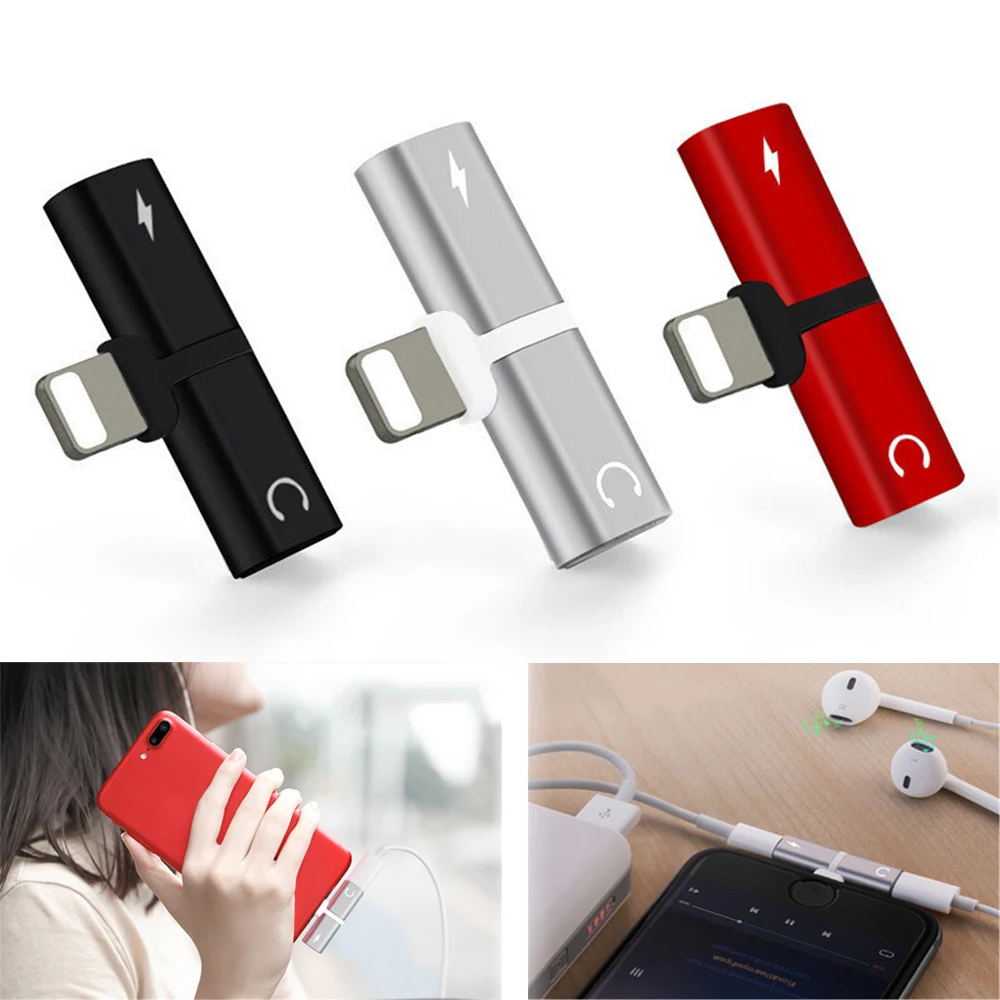 Goedkoop 2in1 Dual Jack Adapter Audio Opladen Splitter Voor iPhone 8 7 Plus 10 X Voor Bliksem Jack naar Oortelefoon Hoofdtelefoon converter