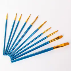 10 шт синий щетка с деревянной ручкой набор нейлоновых волос Арт художник материалы для рисования акварель, масло, живопись холст
