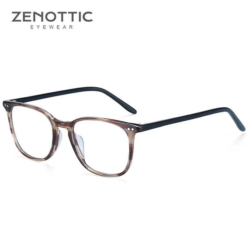 ZENOTTIC, прозрачные очки, оправа, мужские очки по рецепту, линзы, ацетатные очки, мужские оправы, оптические очки для близорукости, BT2007 - Цвет оправы: Brown
