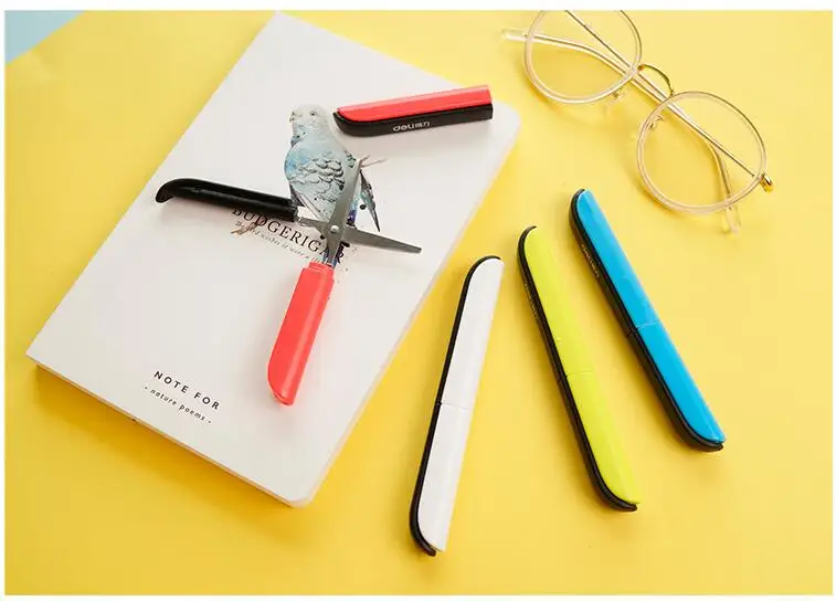 1X конфеты Креативный дизайн ручки студенческие безопасные складные ножницы для резки бумаги искусство офиса школы поставка с крышкой