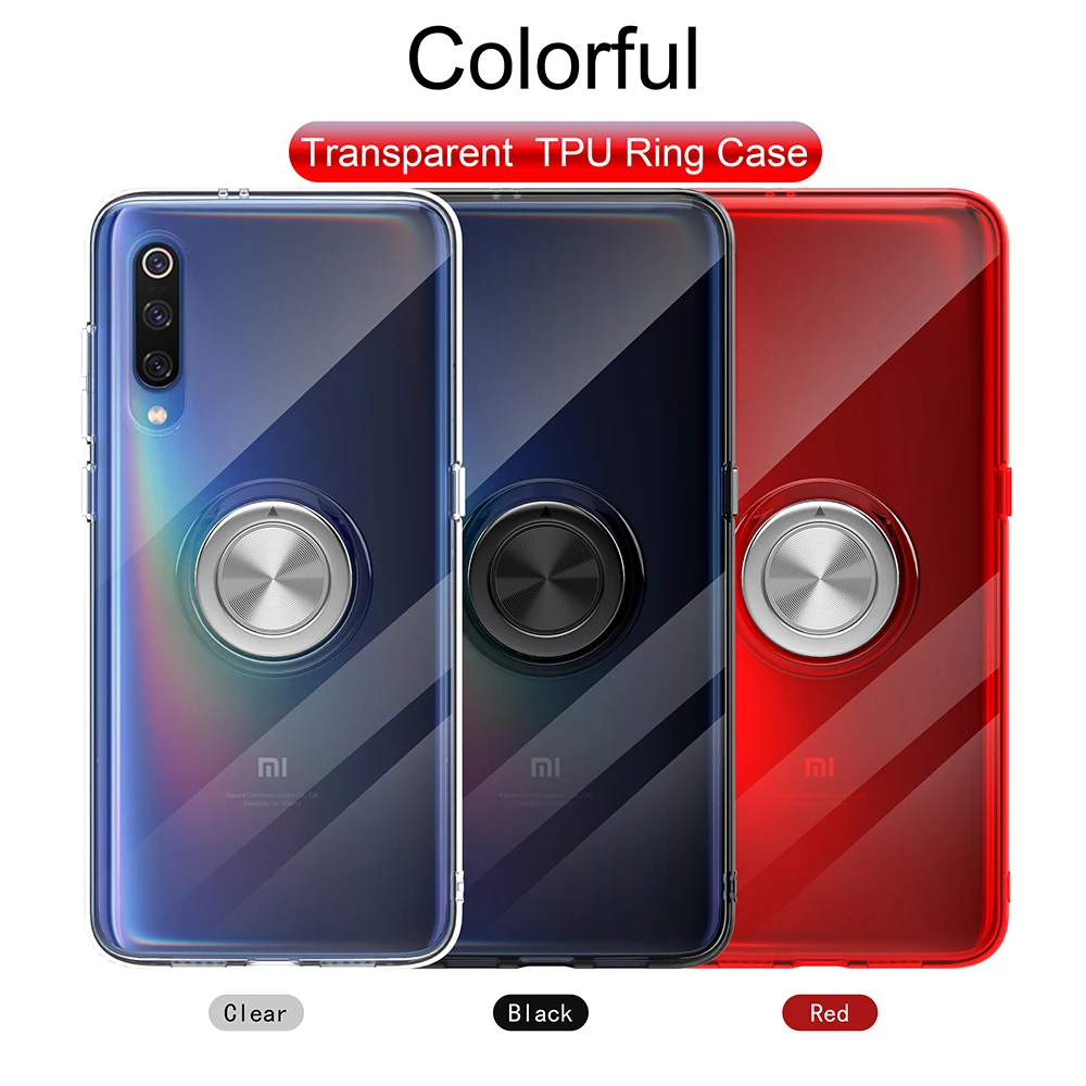 

Alxun For Xiaomi MI9 Case Luxury Transparent Soft Silicone TPU Protection Ring Magnetism Cover Case For MI 8 Lite Redmi Note 7