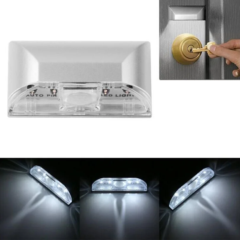 Auto PIR IR Motion Sensor Heat Detector Door Keyhole lock 4LED Light Lamp Battery Powered Sensor