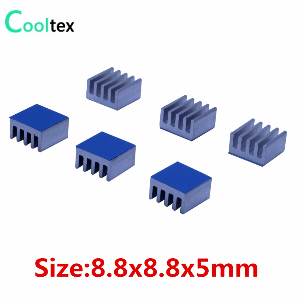 

50pcs 8.8x8.8x5mm Aluminum Heatsink Radiator Cooling Cooler for Raspberry pi Electronic Chip IC With Thermal Conductive Tape