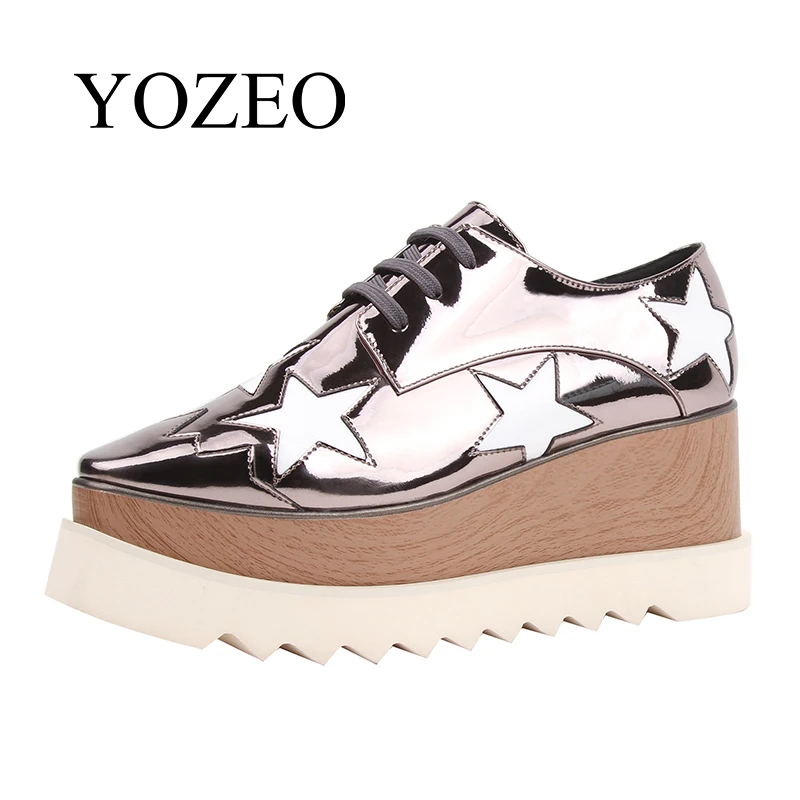 2018 Spring Summer New Fashion Sequins Genuine Leather Thick Bottom Super High Heels Lace-Up Casual Party Women Shoes Women's Shoes