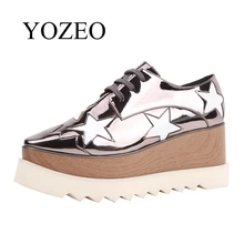 

2018 Spring Summer New Fashion Sequins Genuine Leather Thick Bottom Super High Heels Lace-Up Casual Party Women Shoes