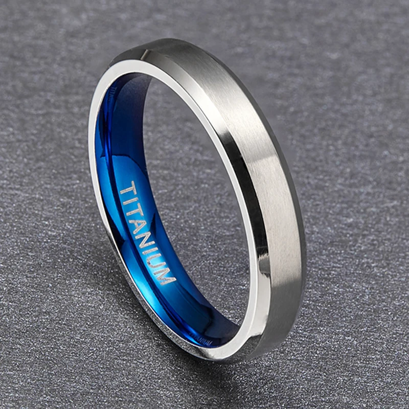 Кольцо женское из титана с синей инкрустацией 4 мм|finger ring|fashion ringsring fashion |