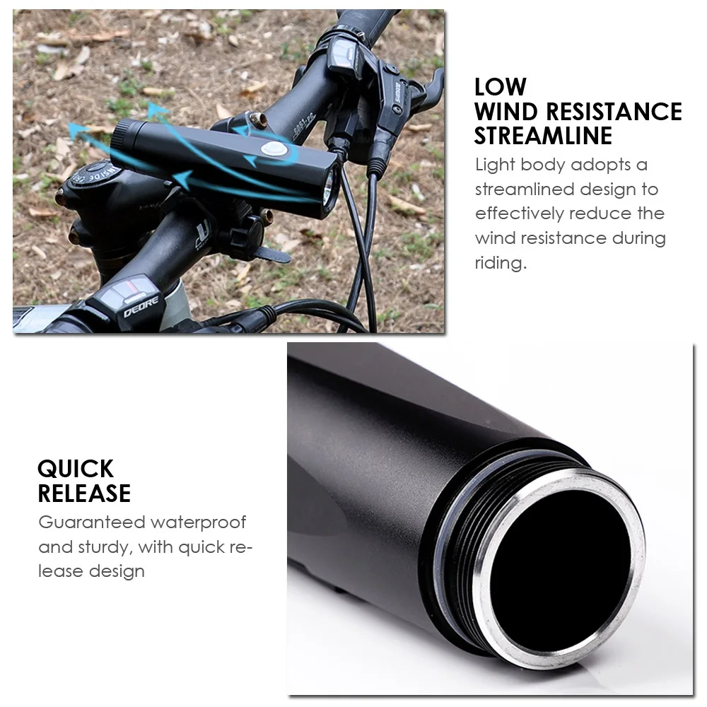 Cheap T6 Bike Headlight 800 Lumen Bicycle Front Light 18650 USB Rechargeable Replaceable Lantern For Cycling Flashlight Lamp 4