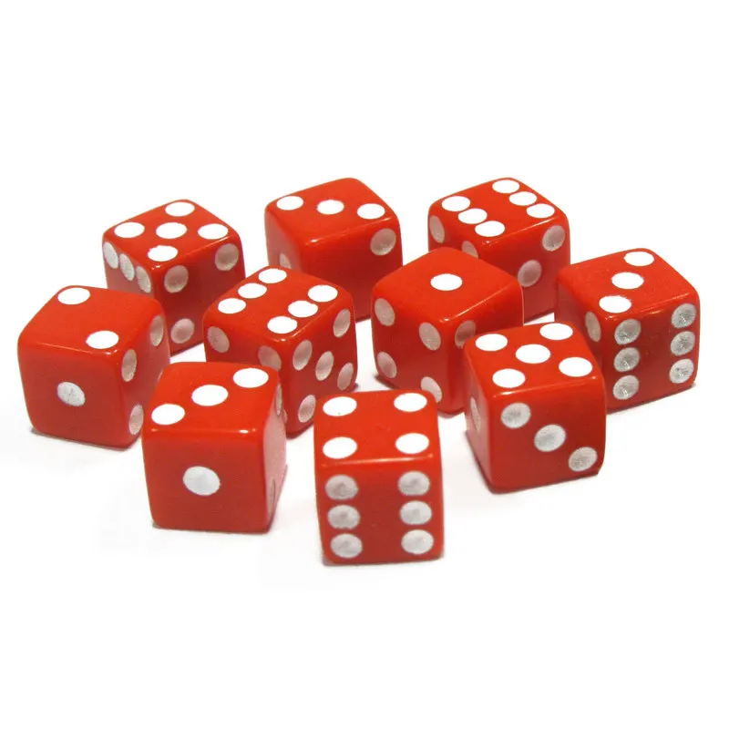 

10pcs/set Hot Sale Standard Six Sided Acrylic Gaming Dices 16mm for Craps Party Family Games Gambling Entertainment 3 Colors