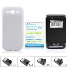 High Capacity 4500mAh Extended Battery + White Back Case Cover +Wall Charger For Samsung Galaxy S 3 III S3 i9300
