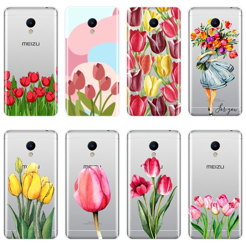 Чехол для Meizu M6 M6S M6T M5 M5C M5S M3 M3S M2 силиконовый мягкий чехол-Тюльпан с цветами