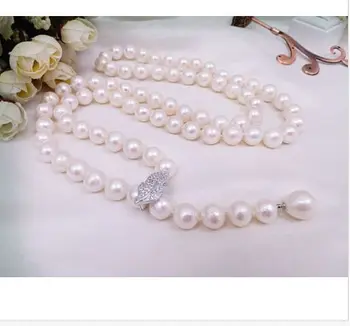 

new design 9-10mm round south sea white pearl necklace 24inch 925s kkk
